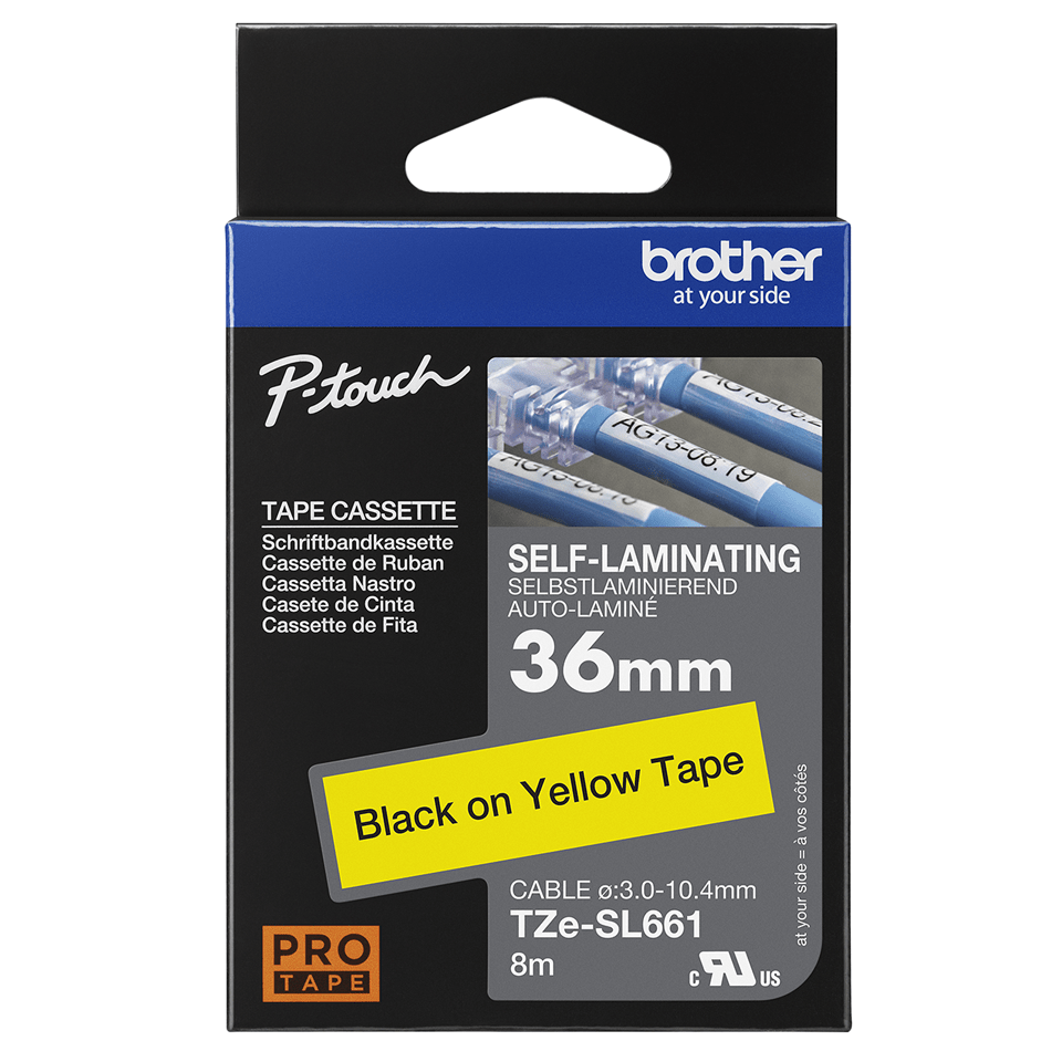 Genuine Brother TZe-SL661 Self-Laminating Labelling Tape Cassette – Black on Yellow, 36mm wide 3